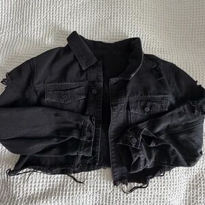 SHEIN Black Cropped Denim Jacket